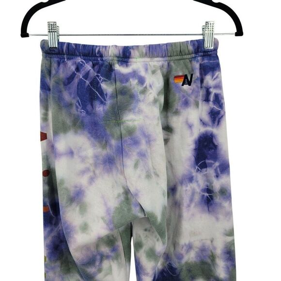 Aviator Nation Hamptons Sweatpants Sz S Logo Tie-Dye Cloud Purple Spell Out - Picture 10 of 13